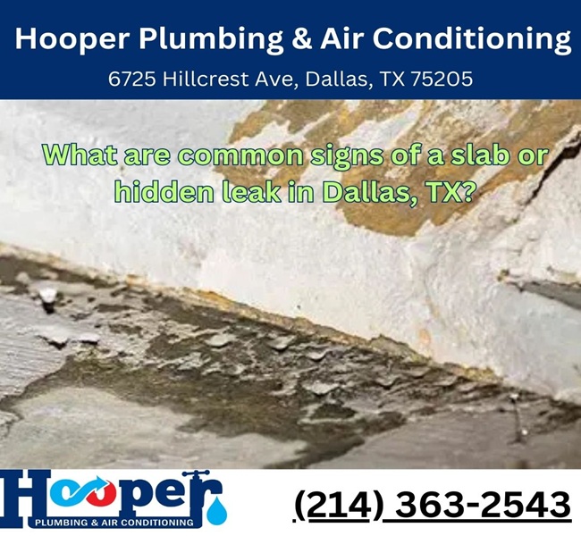 What are common signs of a slab or hidden leak in Dallas, TX?