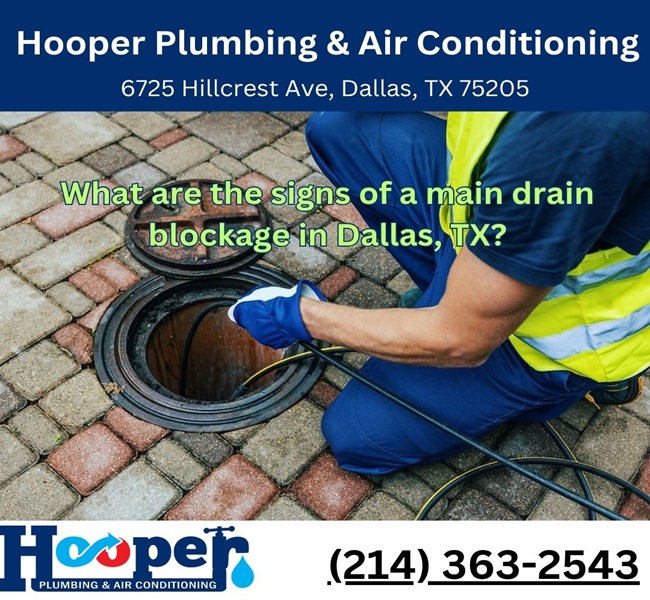 What are the signs of a main drain blockage in Dallas, TX?