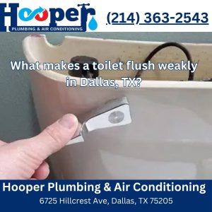 What makes a toilet flush weakly in Dallas, TX?